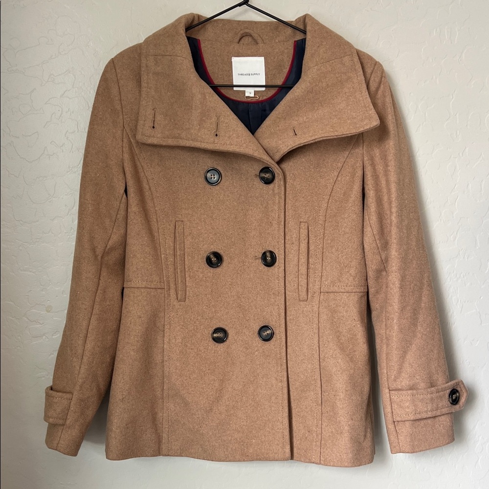 Thread & Supply Camel Double-Breasted Pea Coat